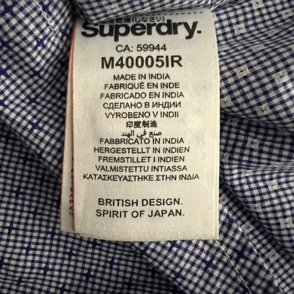 Superdry Men's Premium Button Down Shirt In Constellation Blue Size Medium - Picture 8 of 9
